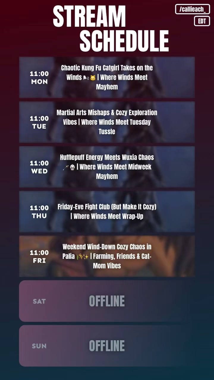 Stream Schedule for July 6-12, 2026 | Lowlight