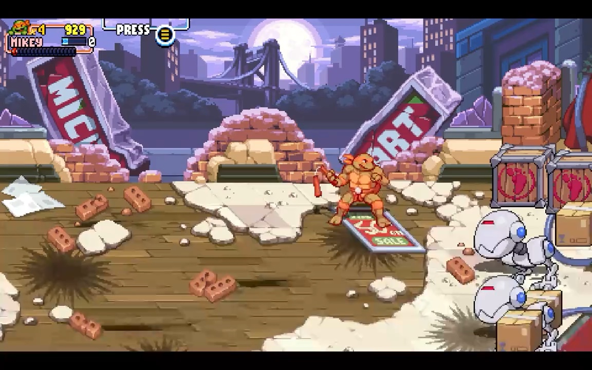 Teenage Mutant Ninja Turtles: Shredders Revenge: Lets go to Micromart, MIKEY, t… | Lowlight