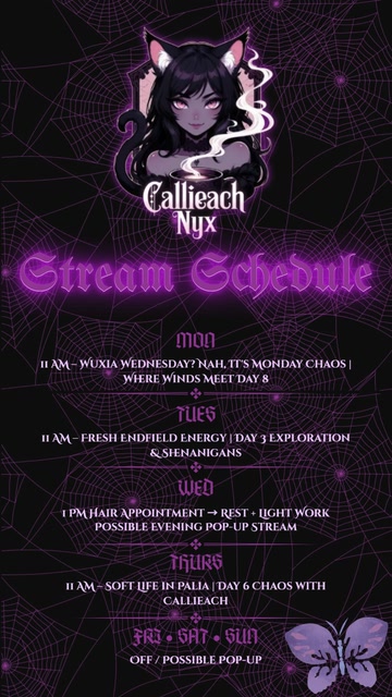This Week’s Stream Schedule is Live 🕸️✨ | Lowlight