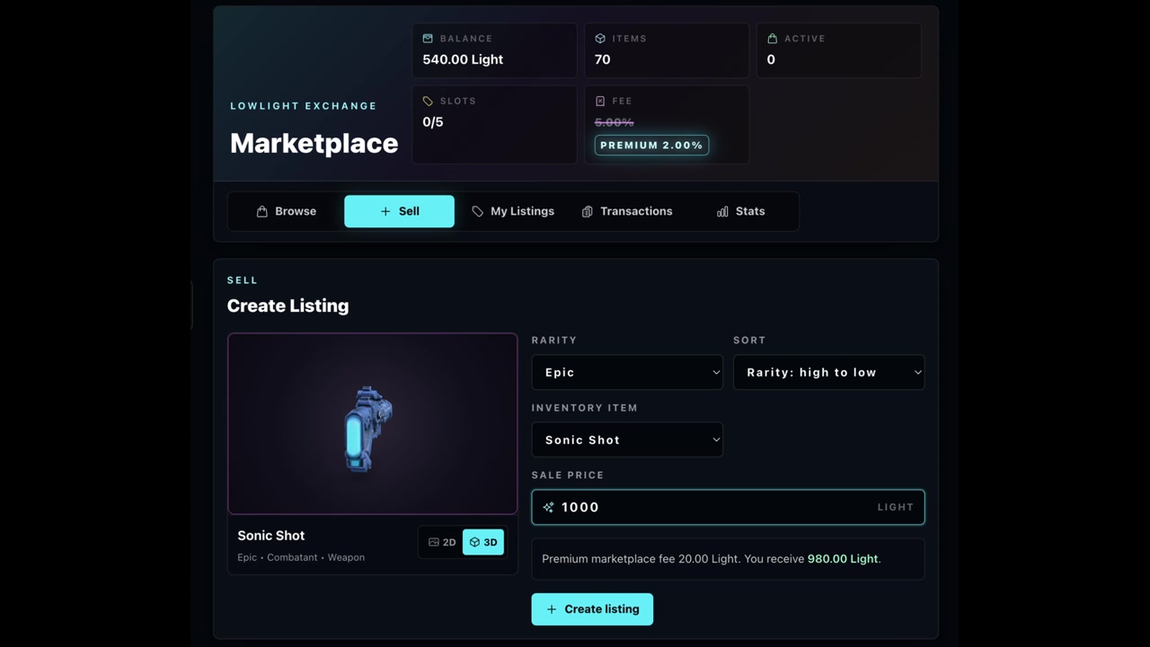 Marketplace Sneak Peak | Lowlight