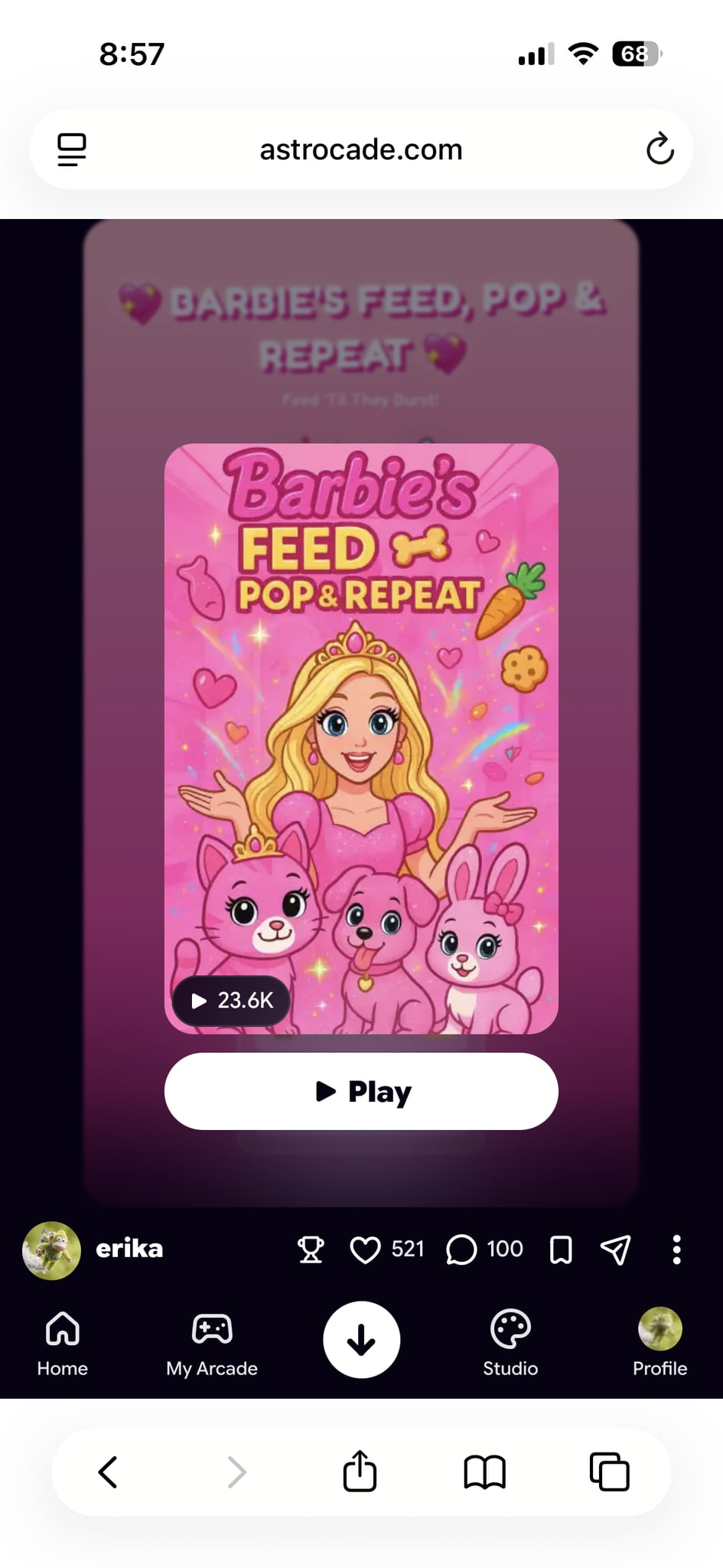 A game a day with Erika,a game featuring Barbie’s Feed, Pop & Repeat! Drag snac… | Lowlight
