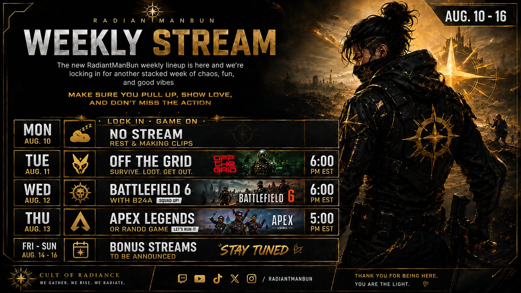 ☀️ Weekly Schedule is locked in! | Lowlight