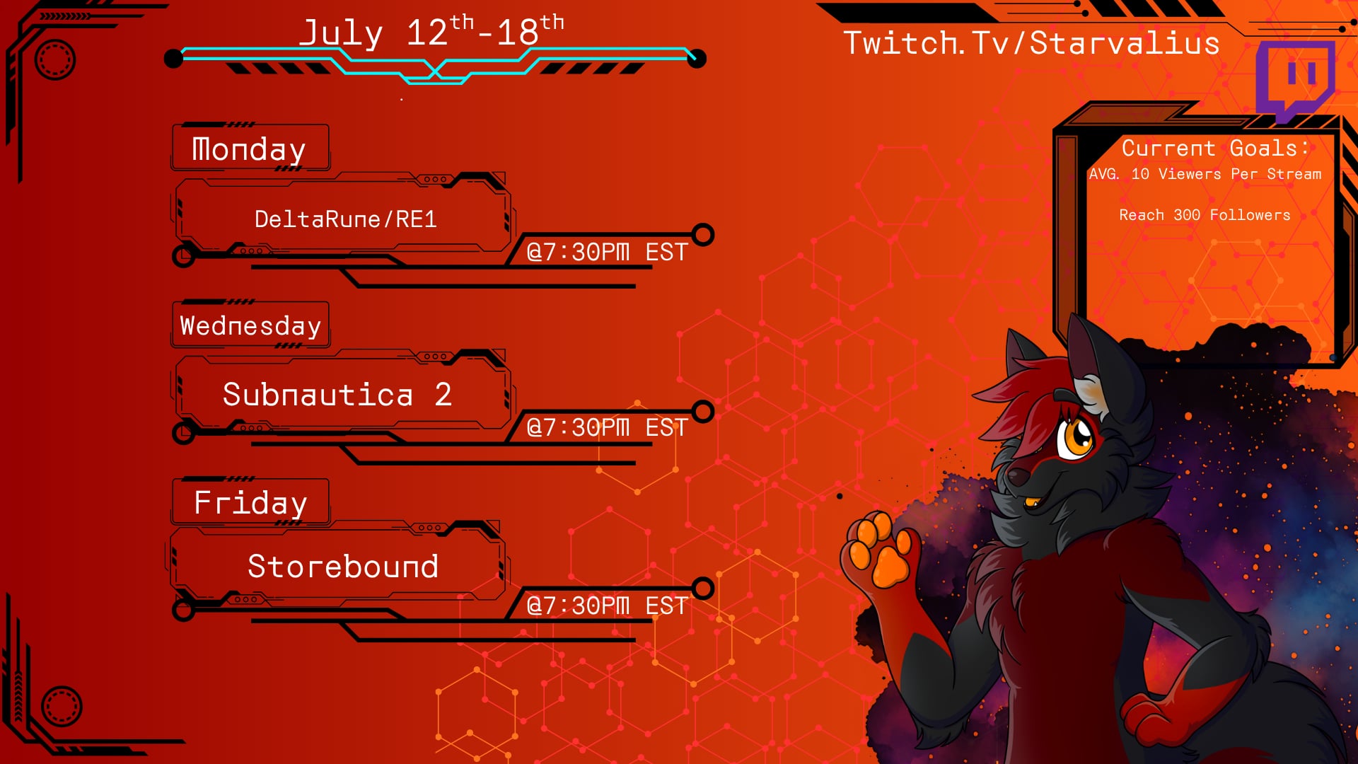 Stream Schedule for the week 7/12-7/18 | Lowlight