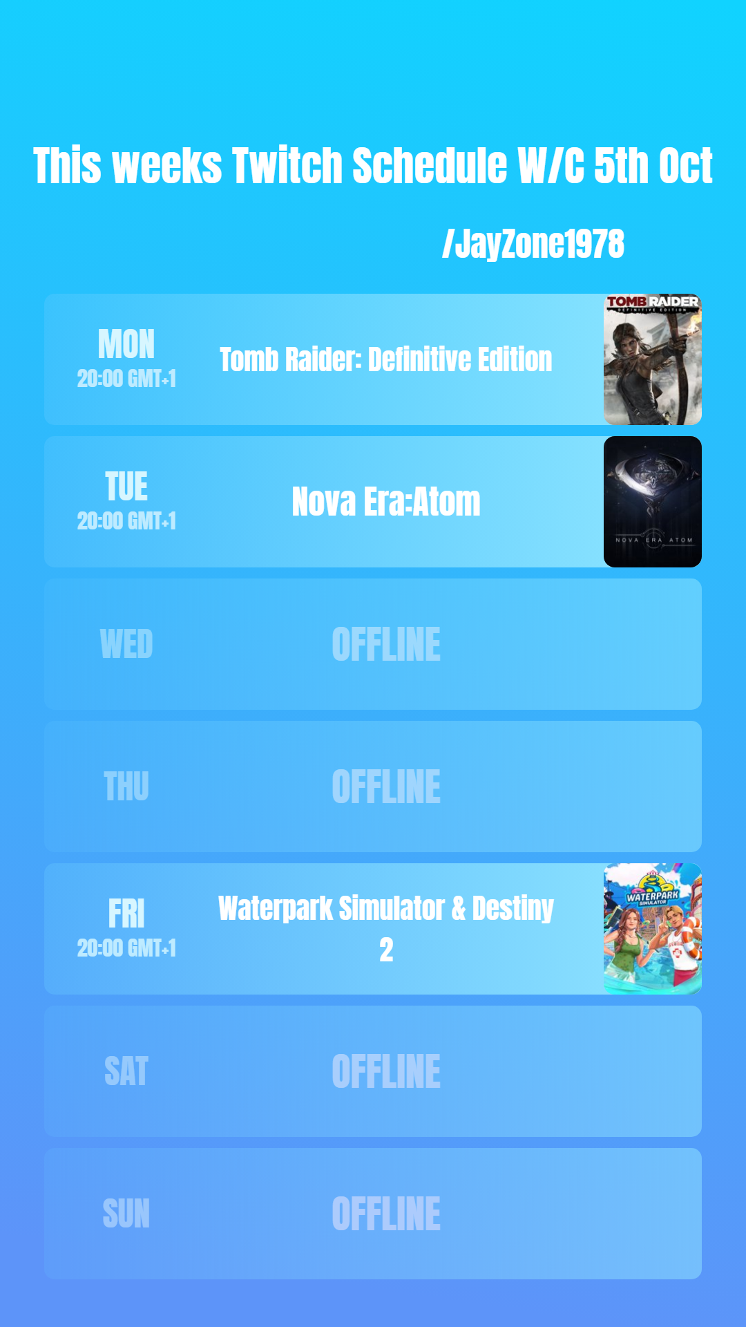 Late up but its up....the Schedule that is......I dont know what you were think… | Lowlight
