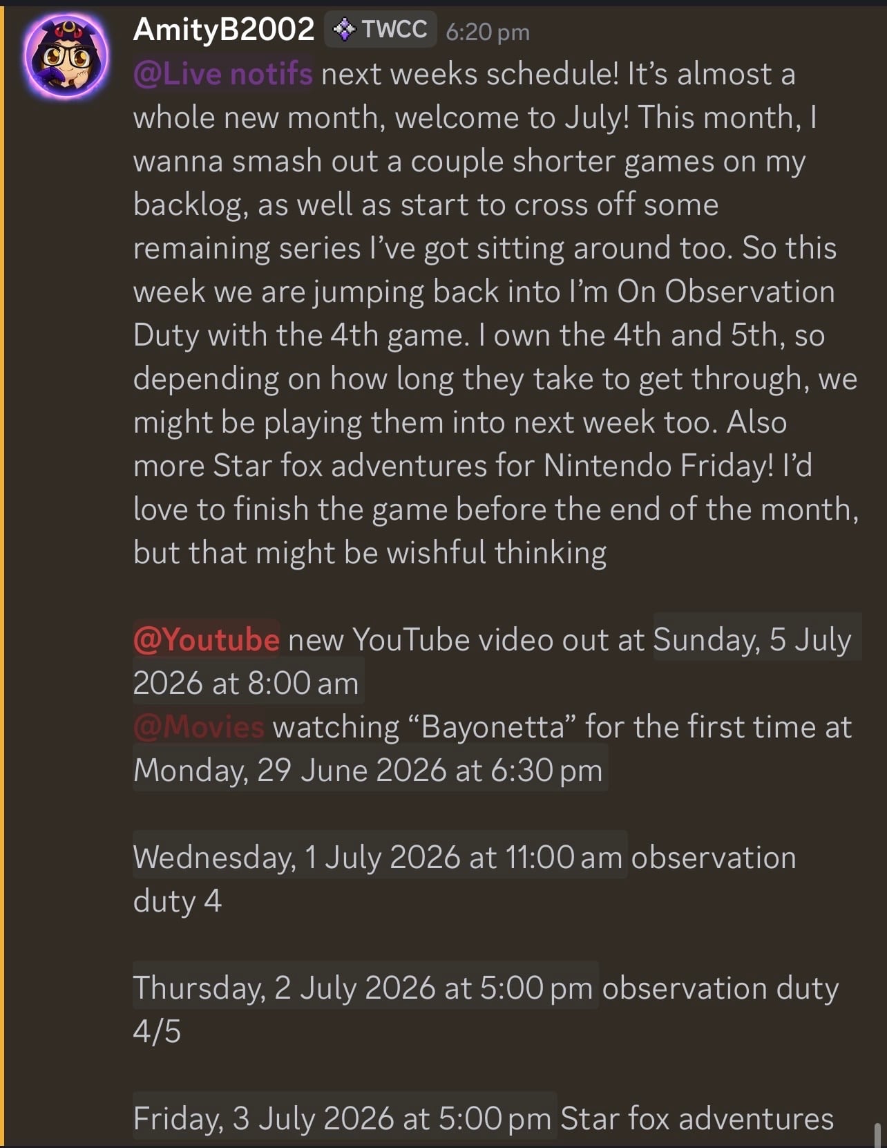 Stream schedule 1/7-3/7 | Lowlight