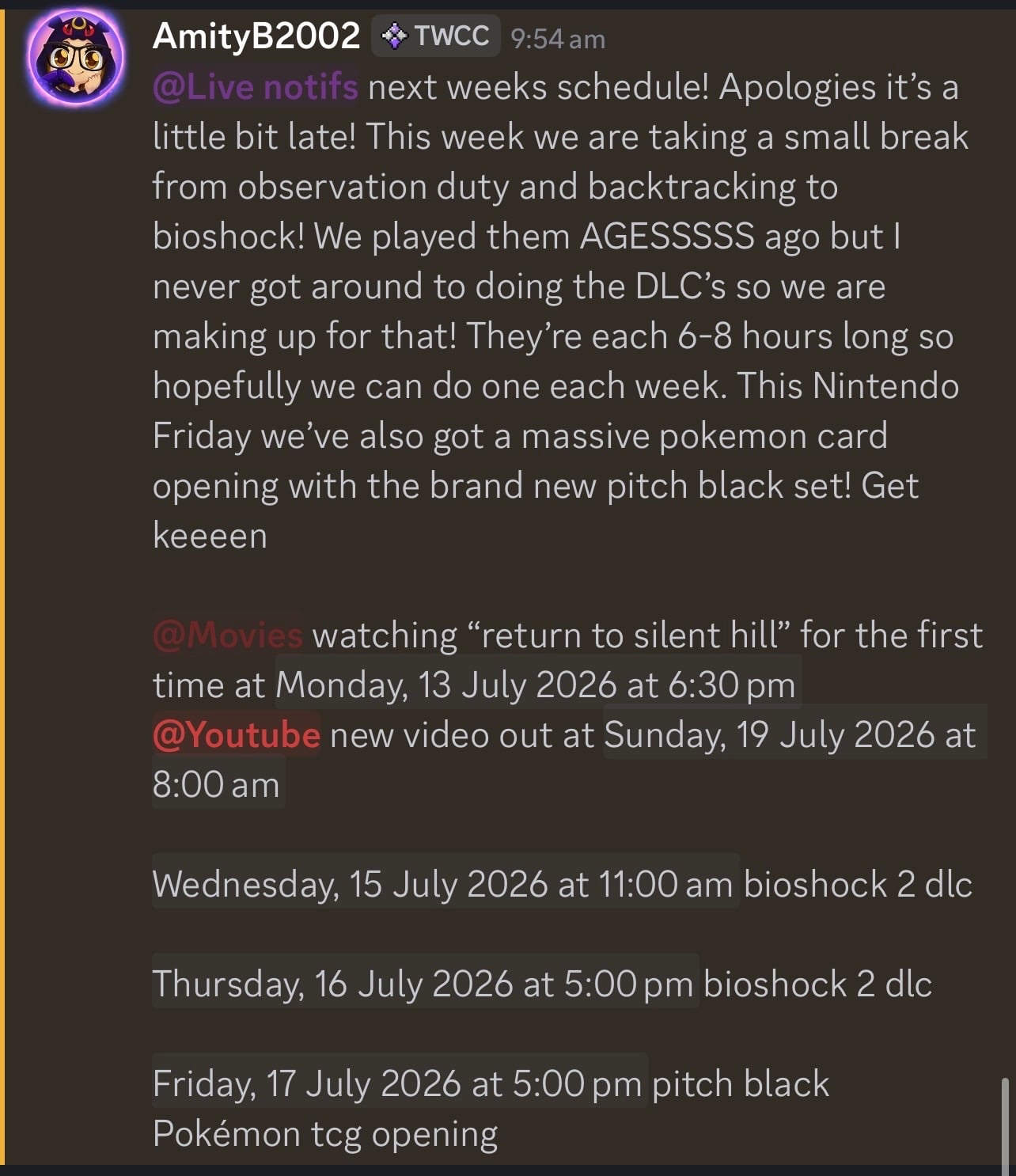 Stream schedule 15/7-17/7 | Lowlight