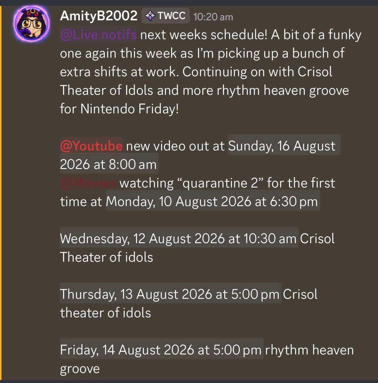 Stream schedule 12/8-14/8 | Lowlight