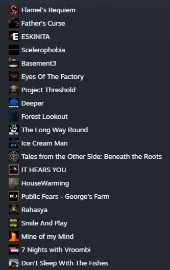 new stuff added to the current indie horror playlist Will start the stream shor… | Lowlight