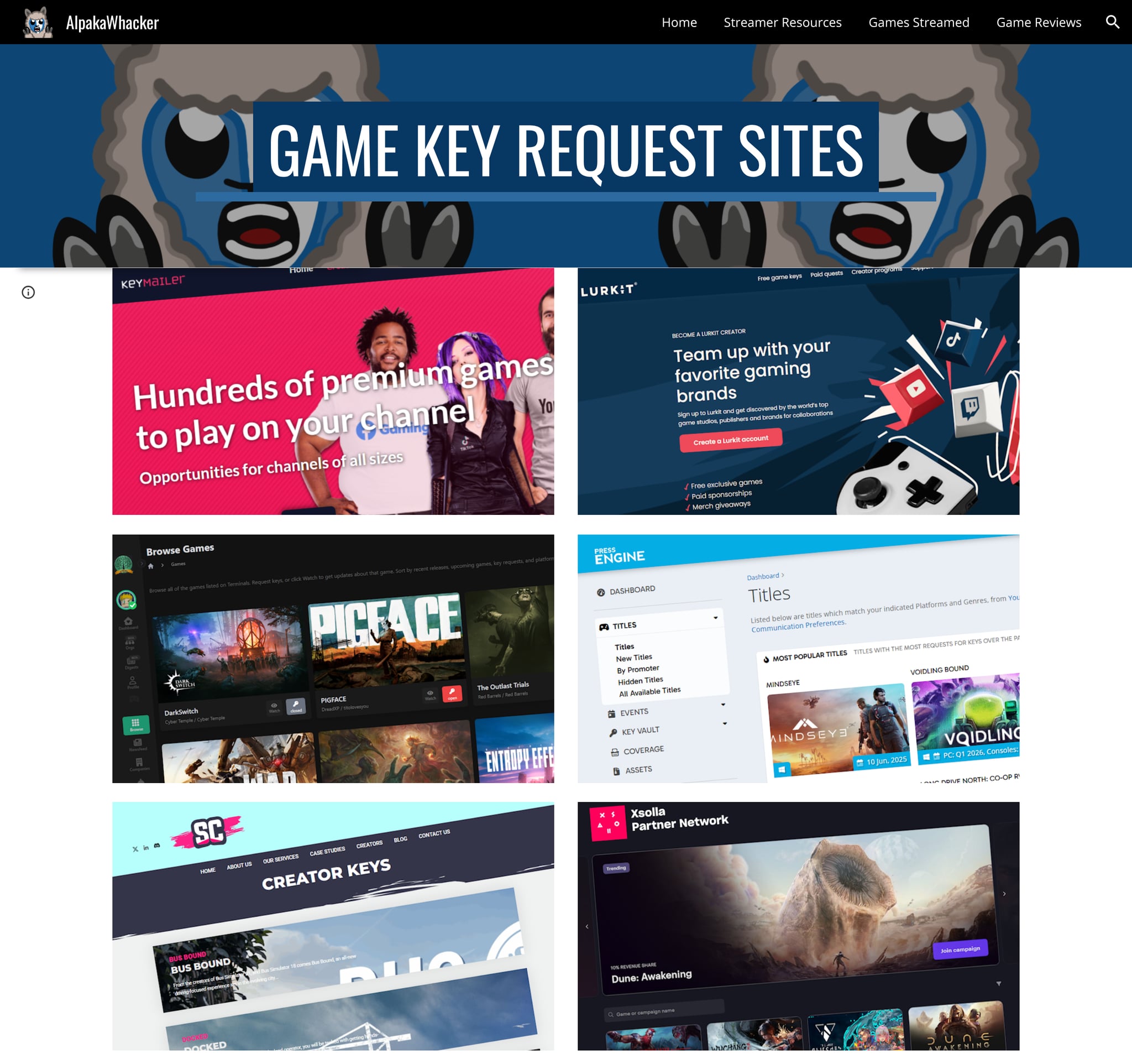 Streamer Resources : Game Key Request Sites | Lowlight