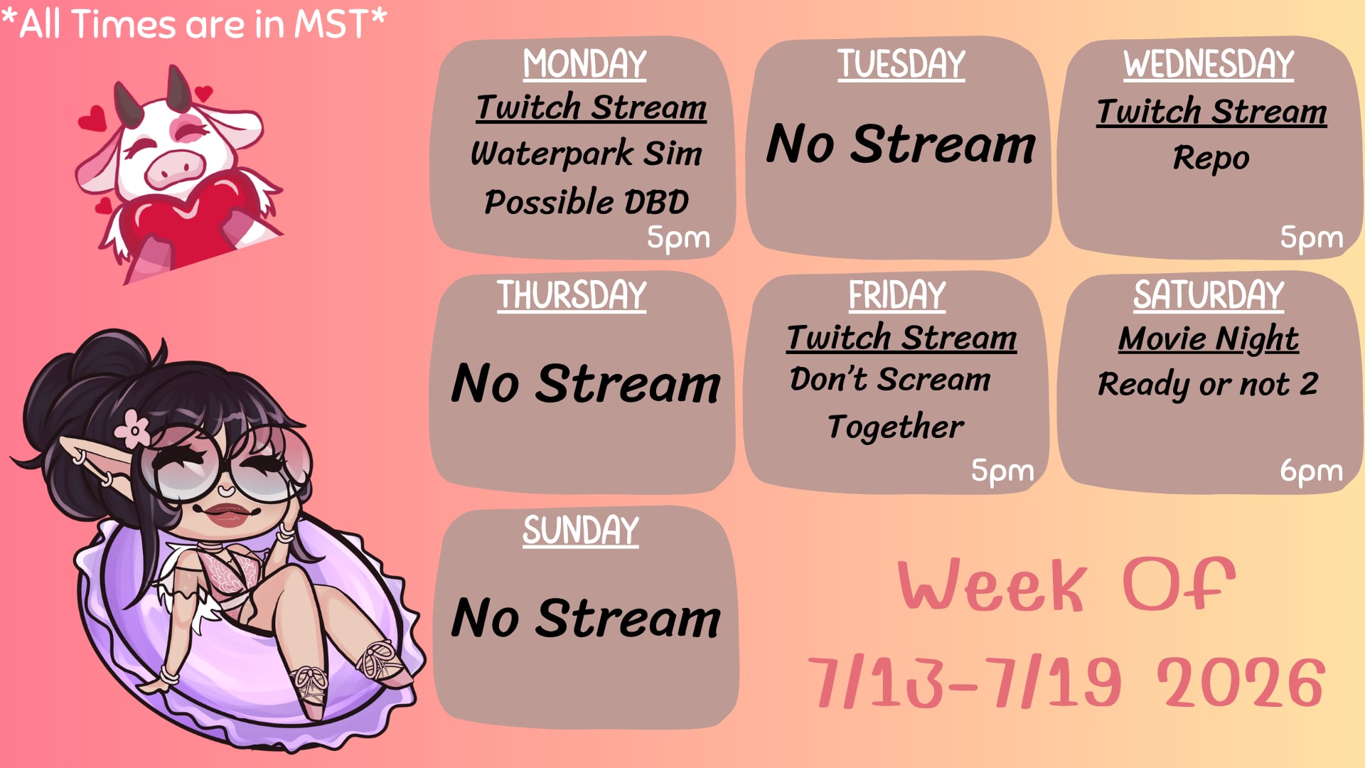 This Week's Schedule! | Lowlight